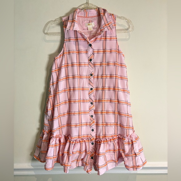 Anthropologie Maeve Flounced Button Up Mini Dress Pink Orange Combo Sz XS - Picture 5 of 9